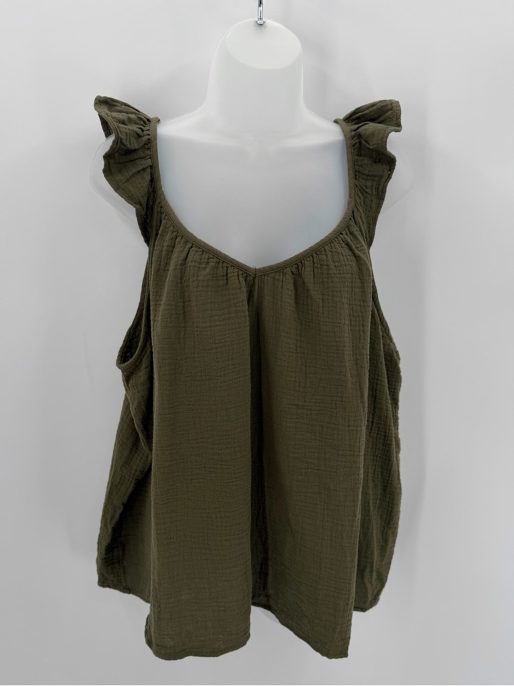 Maurices Top Women’s 2X Plus Green Double Cloth Flutter Cotton Gauze READ